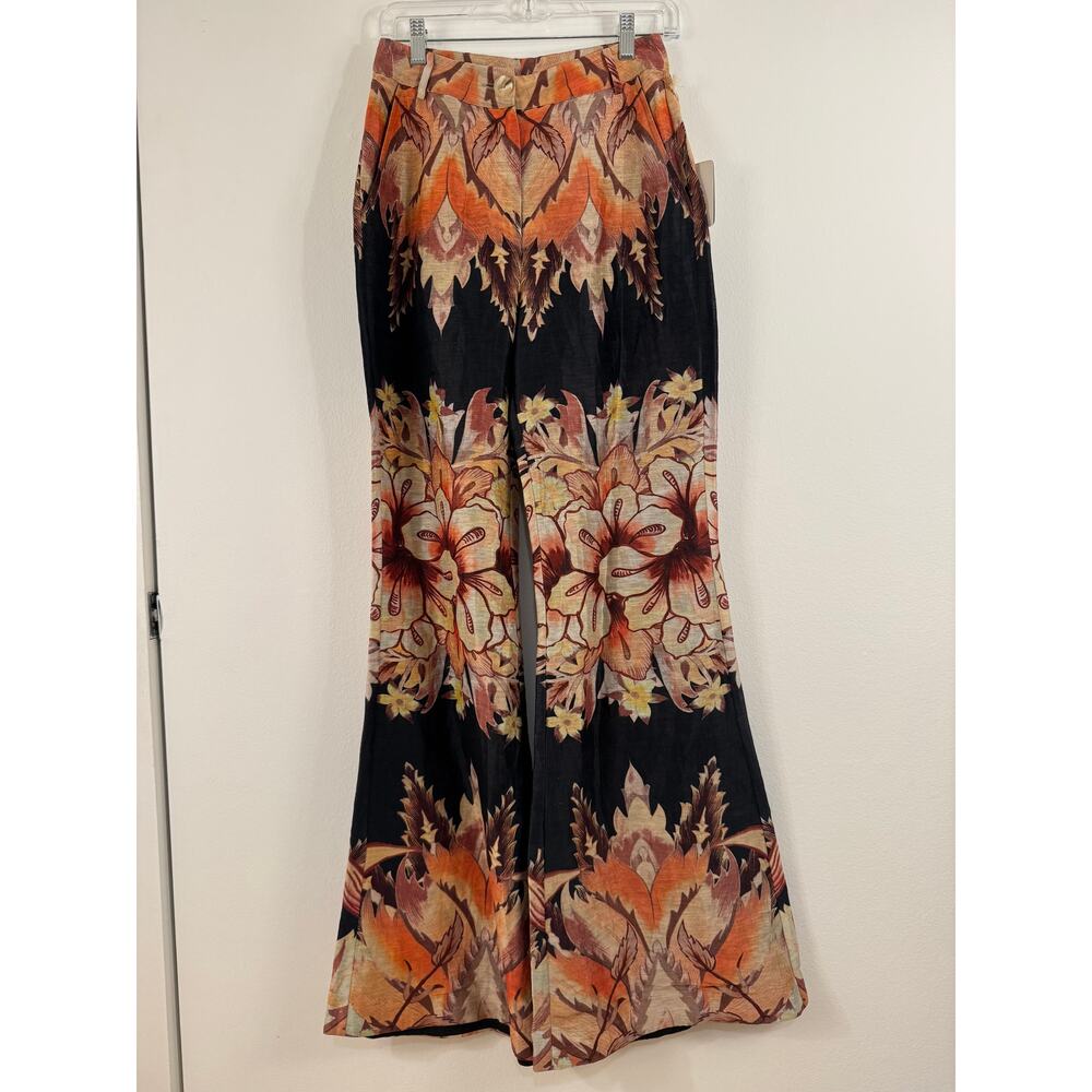NWT La Fuori Shirin Linen Pants Size S Boho Floral Wide Leg Resort Sustainable